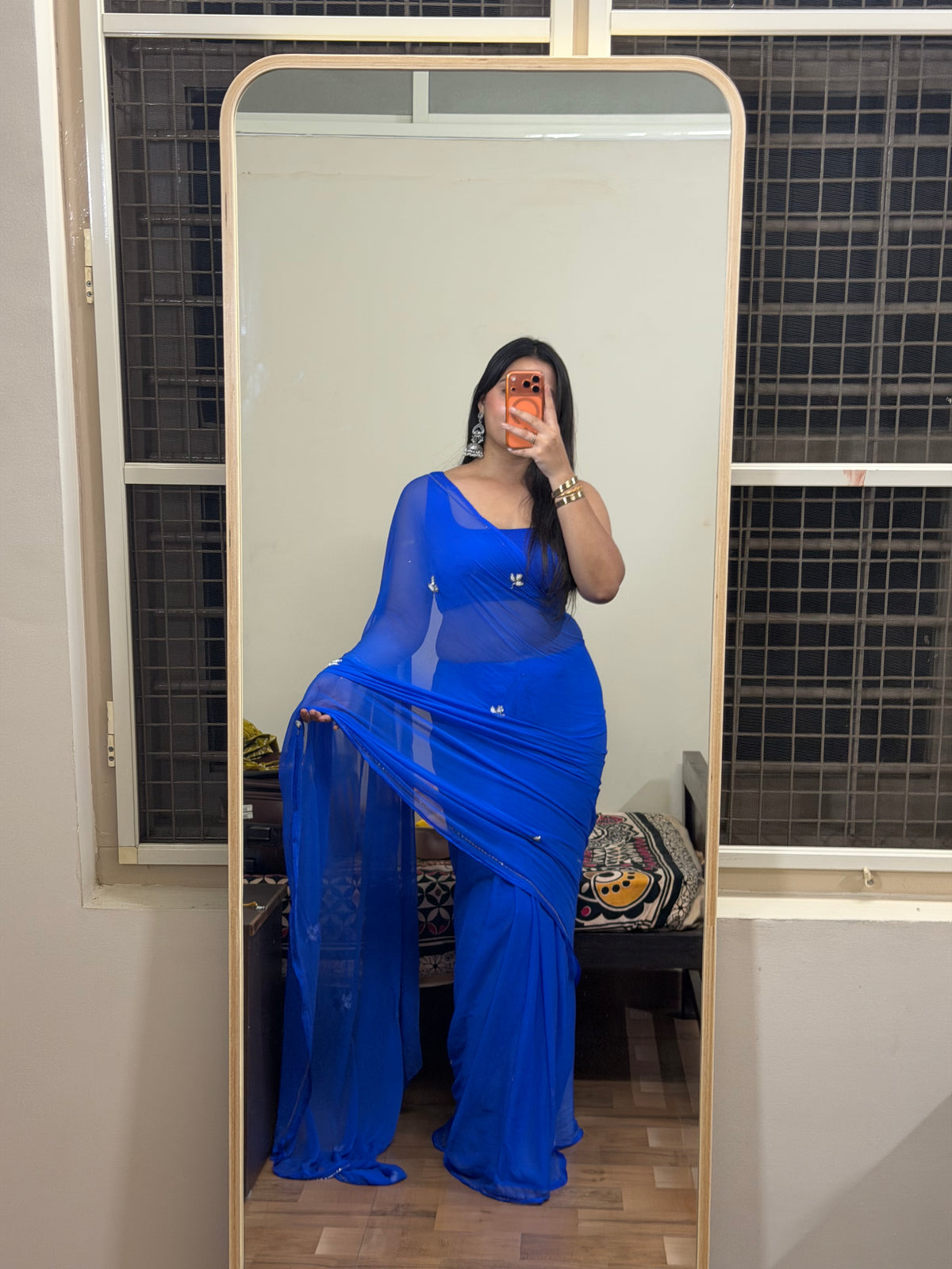 Ria - Blue Chiffon Saree