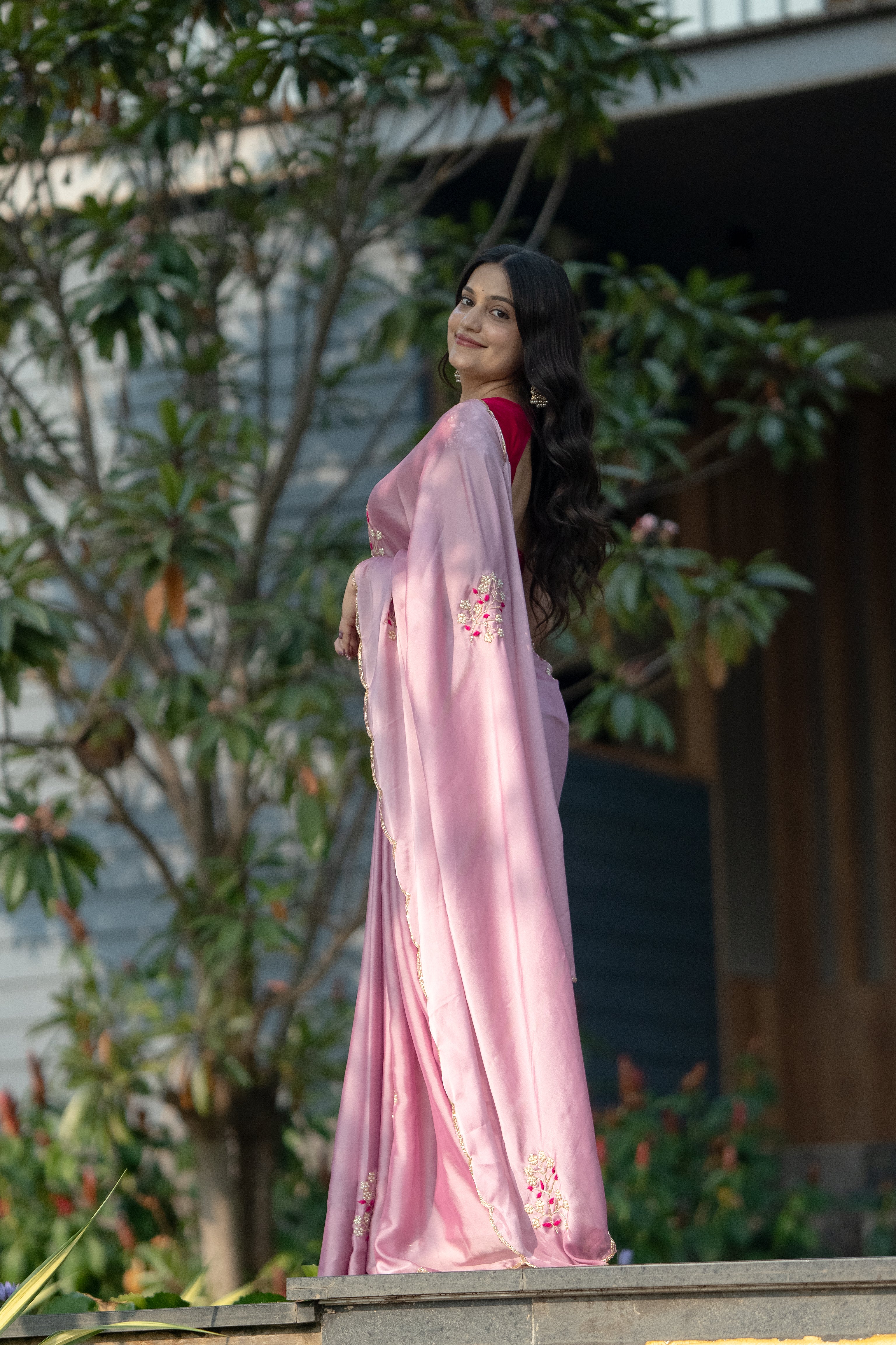 Gulabi - Blush Pink Art Silk Saree