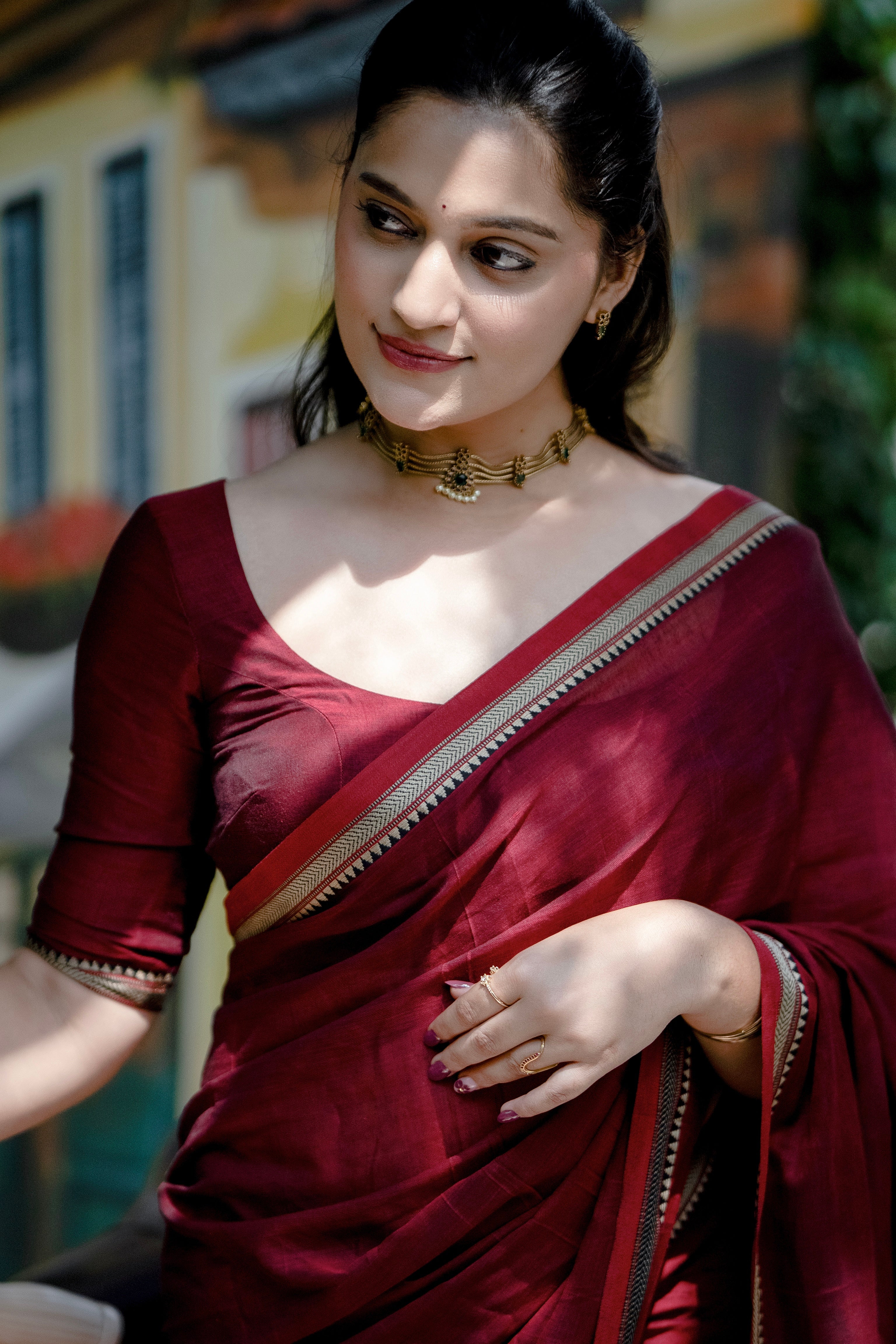 Shraddha - Narayanpet Maroon Cotton Saree