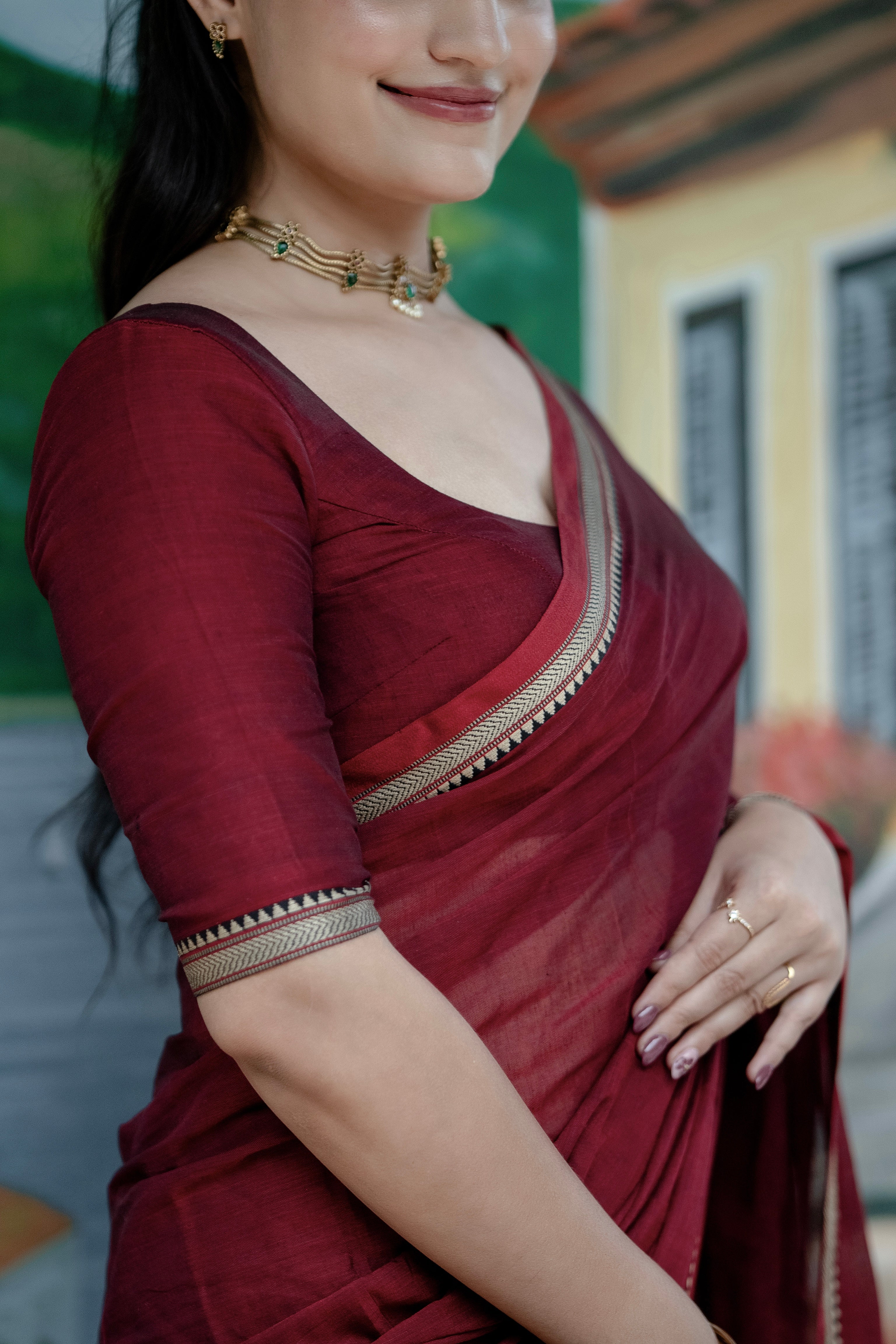 Shraddha - Narayanpet Maroon Cotton Saree