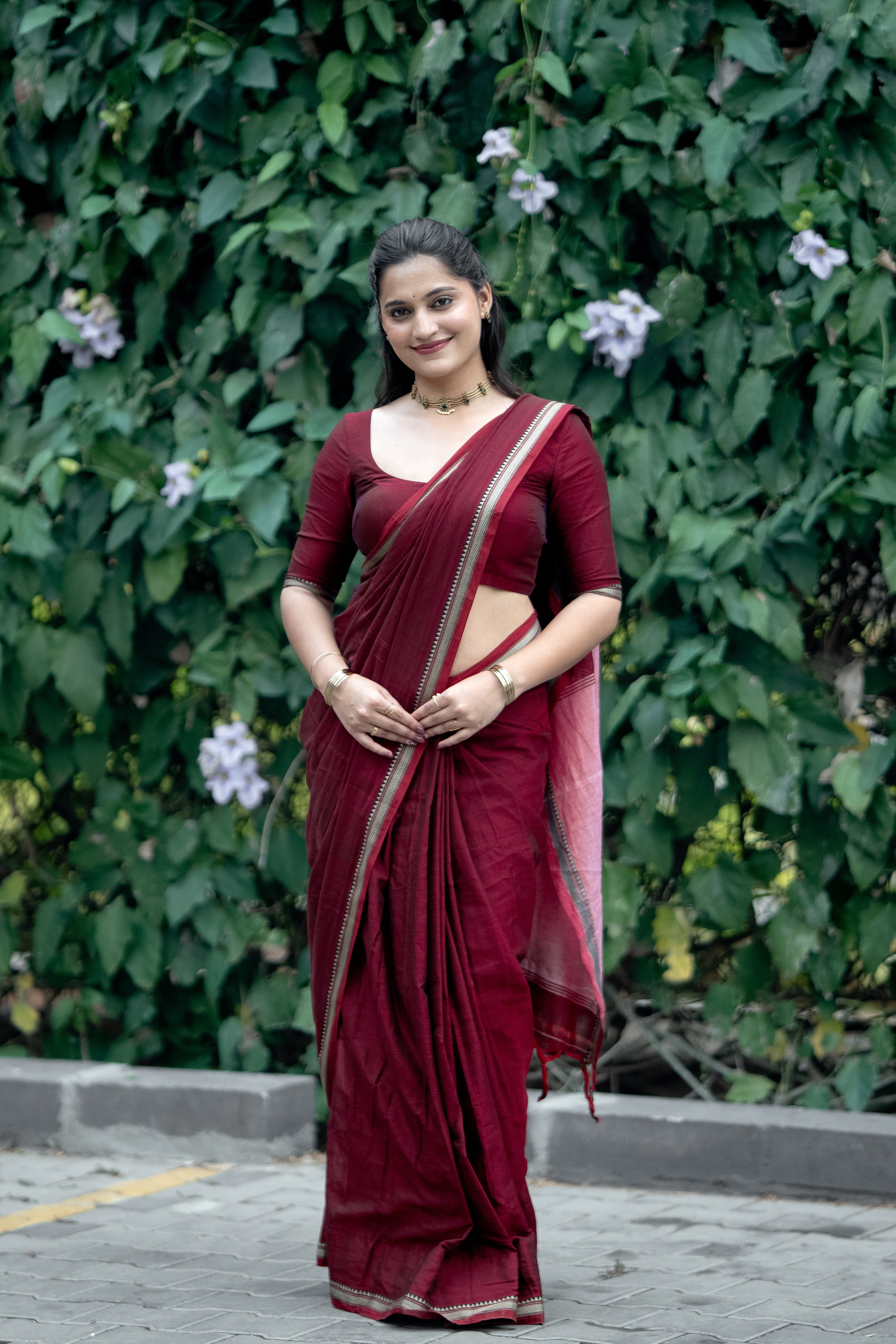 Shraddha - Narayanpet Maroon Cotton Saree