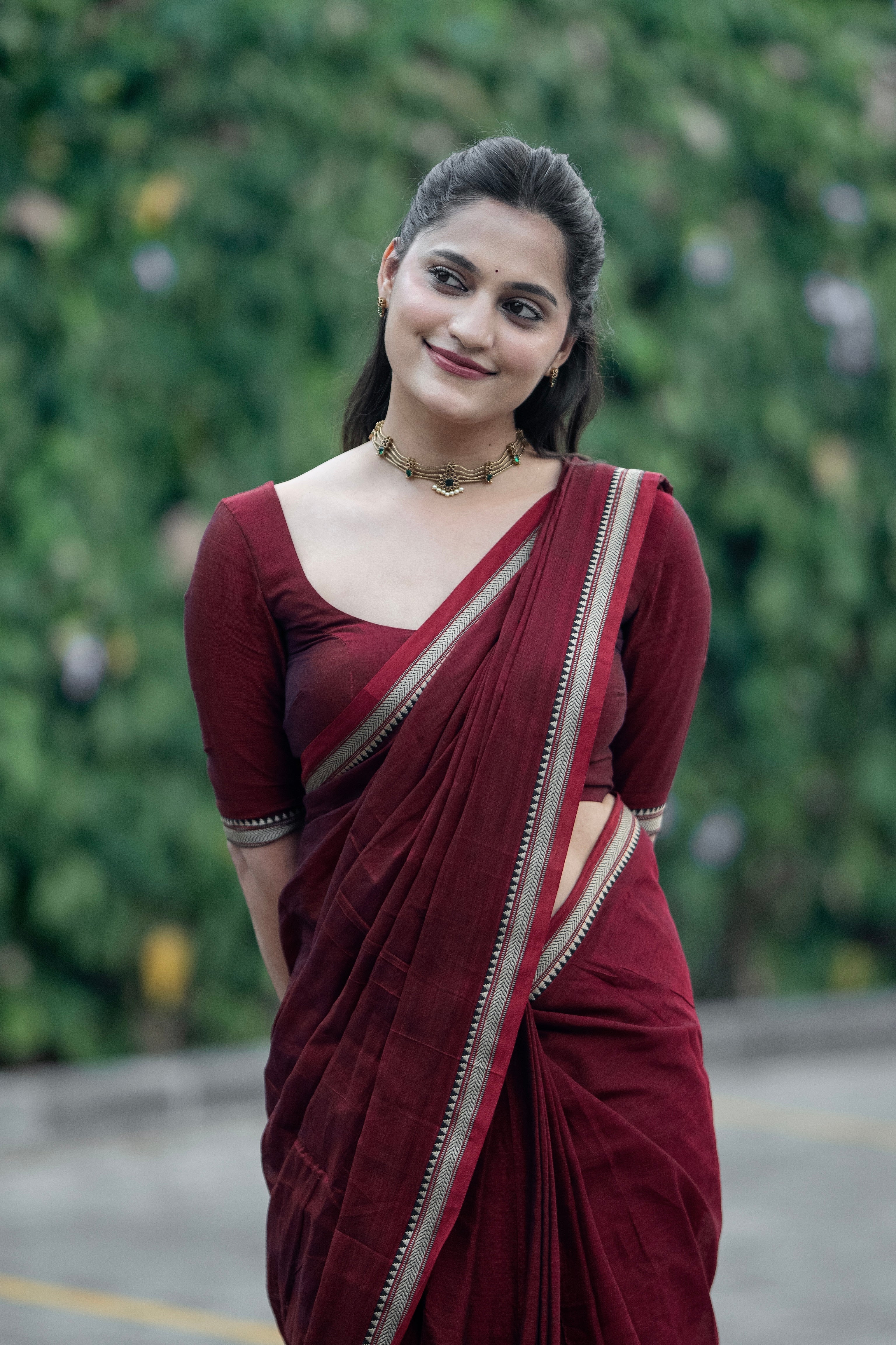 Shraddha - Narayanpet Maroon Cotton Saree