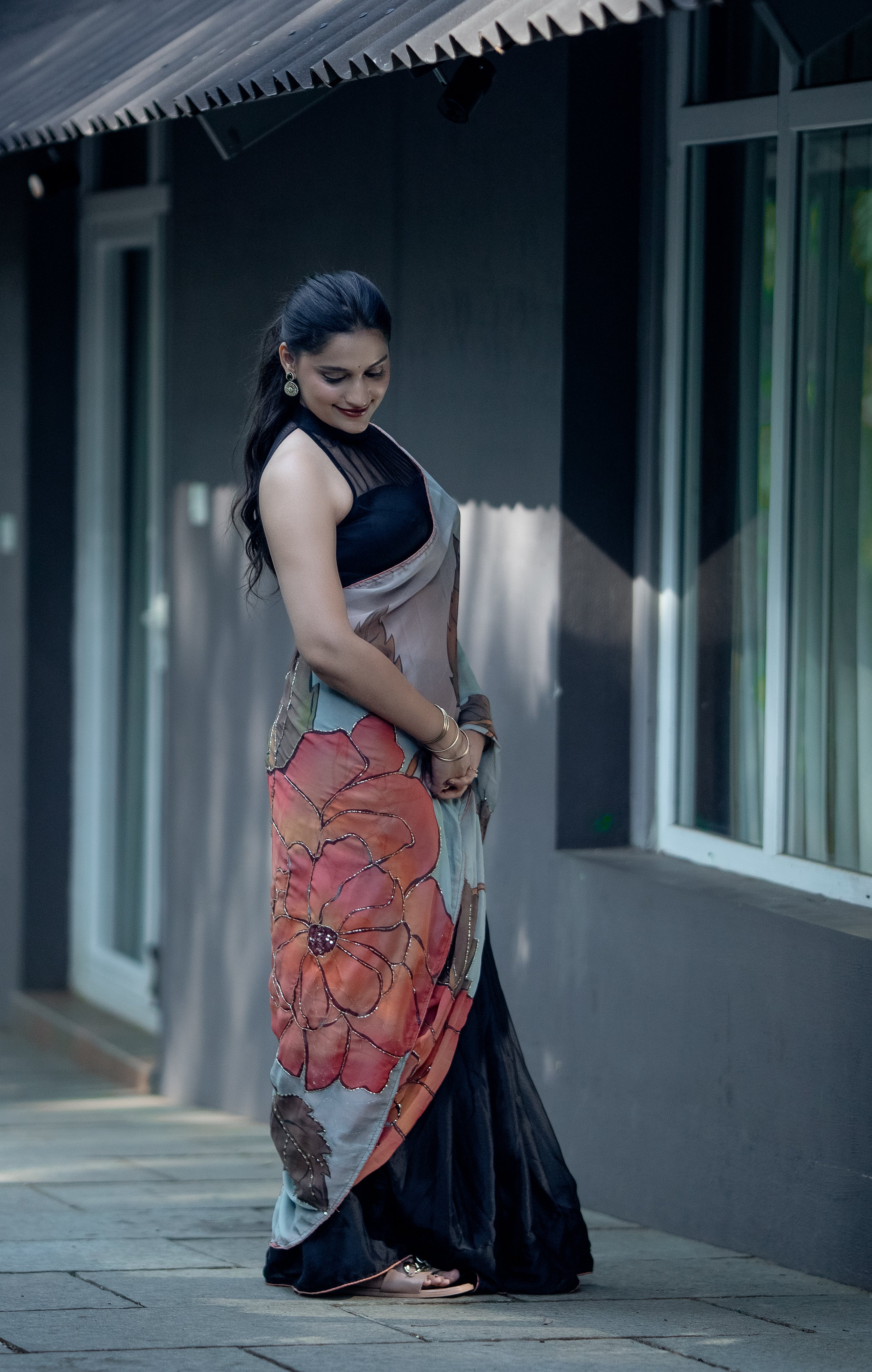 Designer Floral Print Saree