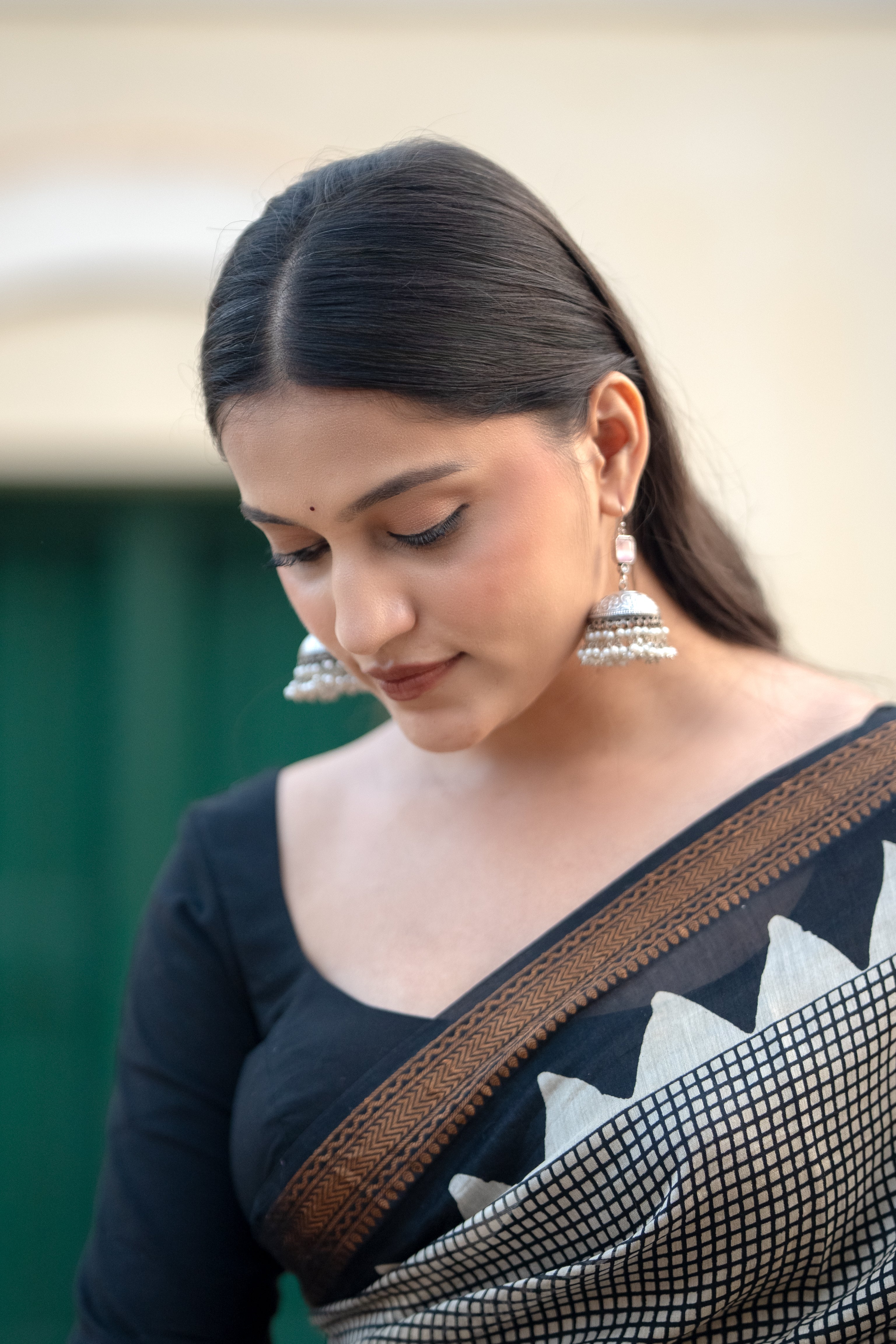 Black & Yellow Printed Saree